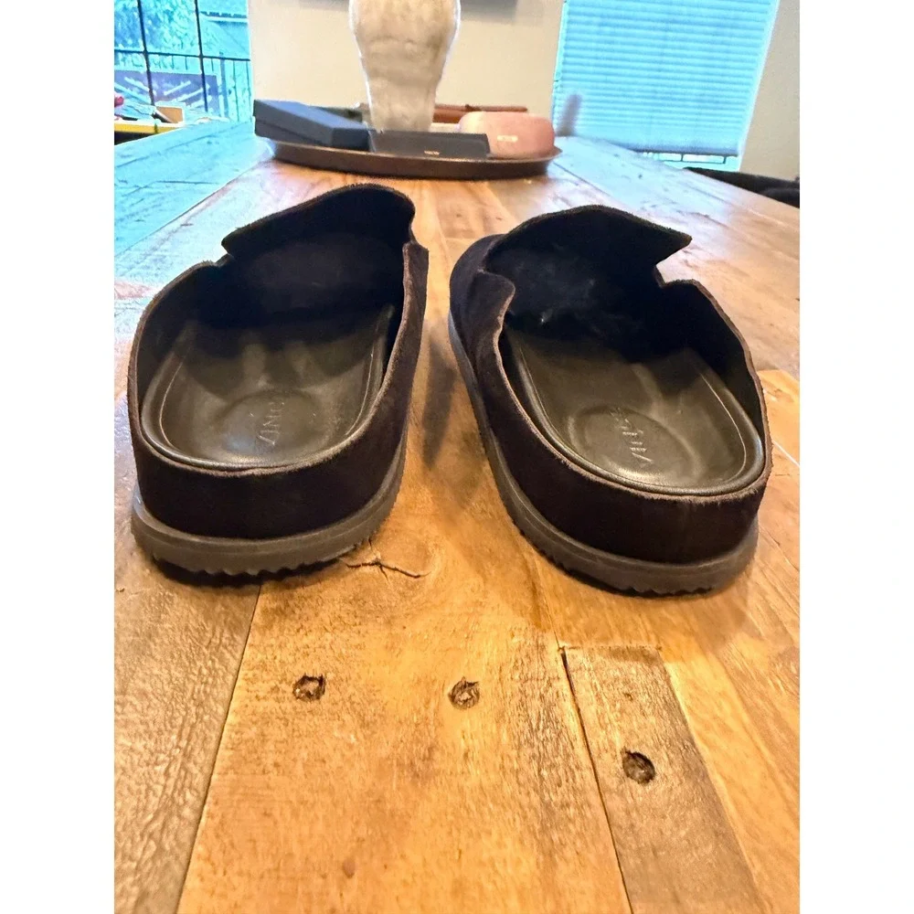 Vince Mens Suede Mule Slippers Black Round Toe Slip On Loafers Shoes M9